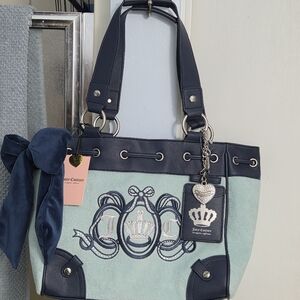 Juicy Couture Blue Vital 90s Style Daydreamer Tote Bag NWT